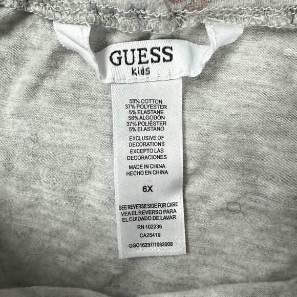 Guess Girls Size 6X Grey Romper Gold Print Sleeveless Ruffle Drawstring Waist - Picture 4 of 7